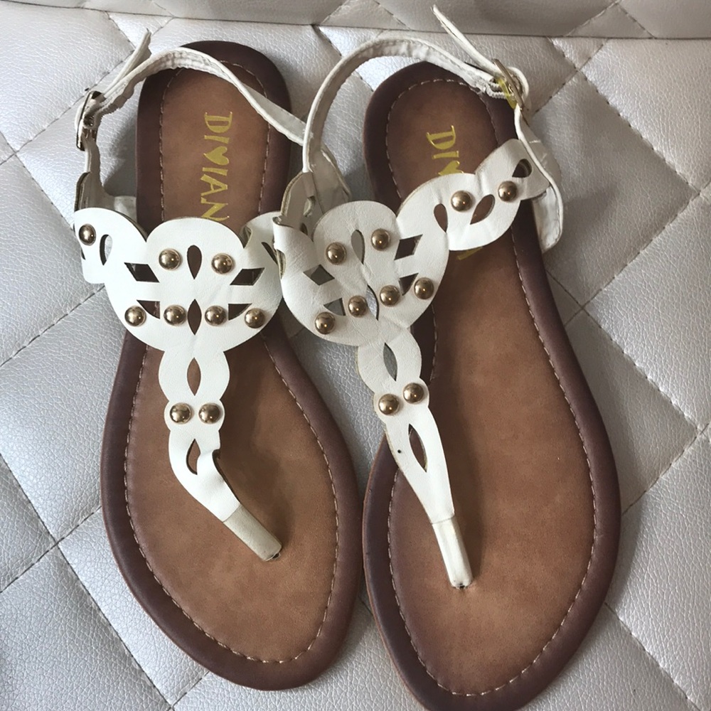 White beaded gladiator sandals